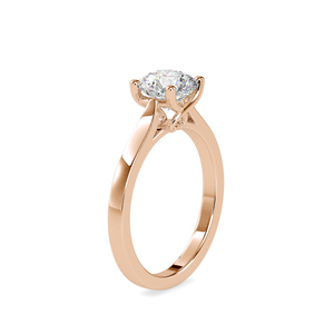 Anillo de Compromiso y Boda para Mujer, Plata 925, Moissanita, Corte Redondo, Solitario, Banda Lisa de Alto Brillo - Product Image 2