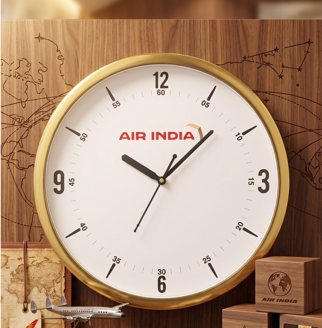 Air India Round Quartz Analog Wall Clock Gold Frame White Dial Modern Design Living Room Decor At Wholesale Price