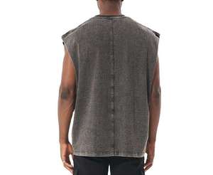 Débardeur décontracté gris sans manches à col rond pour homme, style tricoté uni teint - Product Image 6