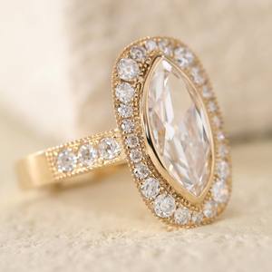 Women's Trendy 2ct Marquise Old Mine Cut Lab-Grown Diamond Ring Set in 14k <b>Yellow</b> Gold - Product Image 3