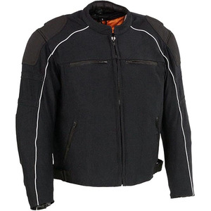 Chaqueta de Motocicleta Textil Blindada Negra para Hombre SAMROZ SPORTS - Invierno, Impresión Reflectante Completa, Forro Extraíble de 220g - Product Image 1