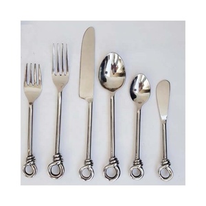 Juego de Cubiertos de Acero Inoxidable Plateado para Banquetes y Bodas, con Diseño de Doble Nudo en el Mango, para Restaurante y Cocina - Product Image 2