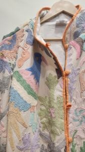 Veste bomber décontractée en coton 100% unisexe à col en V, style vintage, broderie florale suzani, lavage à la pierre, courte, pour l'hiver - Product Image 6