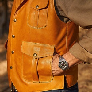 Chaleco de cuero sin mangas a la moda para hombre, talla grande, fabricante pakistaní de chalecos de cuero. - Product Image 4