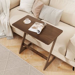 Table d'appoint spacieuse en bambou en forme de Z avec plateau gain de place pour le mobilier de salon - Product Image 2