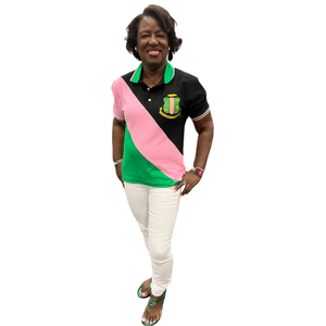 AKA Black Opp Sleeve Premium Shirt for Women Black Green Pink Short Sleeve Crew Neck Casual Greek Style Apparel - Product Image 1