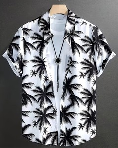 เสื้อเชิ้ตฮาวายชาย แขนสั้น ปกคอพับ ลายต้นปาล์ม ระบายอากาศได้ดี เหมาะสำหรับวันหยุดฤดูร้อน - Product Image 1