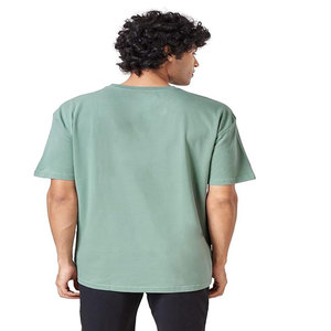 เสื้อยืดผ้าฝ้ายถักสีล้วนสำหรับผู้ชาย100% โลโก้3D ออกแบบได้ตามที่ต้องการพร้อมพิมพ์พัฟลายซิลค์สกรีน - Product Image 4