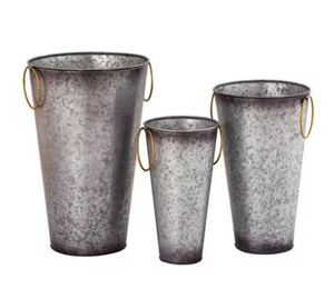 Maceta de Metal Galvanizado Oscuro con Asa, Hecha a Mano, Ecológica, Personalizada, Decoración de Jardín Interior y Exterior, Macetas para Flores - Product Image 5