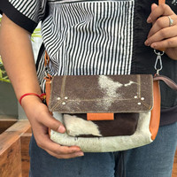 Tas selempang kulit sapi asli, dompet bahu Flap gaya mewah serbaguna mode wanita 2025