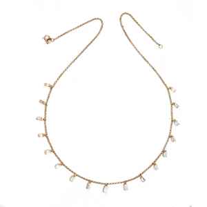 Collar de moda con colgante de baguette colgante de oro de 14K, con diamantes cultivados en laboratorio y cadena con diamantes engastados en canal - Product Image 3