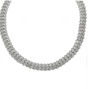 สร้อยคอแบบ Cuban Link ขนาด 10 มม. ยาว 17 นิ้ว เงินแท้ 925 ประดับเพชร Moissanite ทรง Baguette ระดับ VVS พร้อมใบรับรอง GRA ชุบทอง สไตล์ฮิปฮอป สำหรับทั้งชายและหญิง - Product Image 1