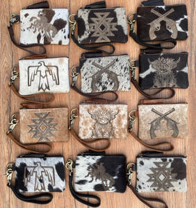 Nouvelle vente de noël sur peau de vache gravé au Laser gland pochette à glissière Western en cuir véritable grande capacité bracelet portefeuilles - Product Image 4