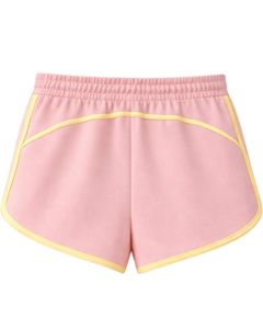 <b>Light</b> Pink Yellow Women <b>Lounge</b> Shorts Elastic Waist Drawstring Contrast Trim Soft Cotton Polyester Casual Summer Comfy Shorts - Product Image 4