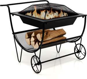 Brasero moderne en acier pour extérieur, design élégant, chauffage de jardin, ambiance patio, réunion du soir, alimentation au gaz naturel, autoportant, 9999 BTU - Product Image 1