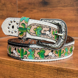 Nuevo 2025 patrón occidental moda mano Tooled cuero remache cinturón para hombres y mujeres cuero de vaca genuino diseñador de lujo cinturones de vaquero - Product Image 5