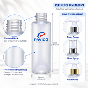 Frosted PET Cosmetic <b>Bottle</b> Cylindrical <b>Plastic</b> Packaging Silver/Gold Pump <b>Spray</b> Head Heat Transfer Printed Skincare Lotion - Product Image 6