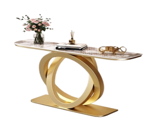 Luxury Marble Coffee <b>Table</b> with <b>White</b> Stone Top and Black Stainless Steel Frame for Villa Hotel Living Room - Product Image 6