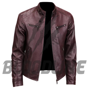 เสื้อแจ็คเก็ตหนัง PU สีดำสำหรับผู้ชาย แบรนด์ BLOODLINE ทรงเข้ารูป คอตั้ง ปิดด้วยซิป เหมาะสำหรับใส่ในฤดูใบไม้ร่วง - Product Image 3