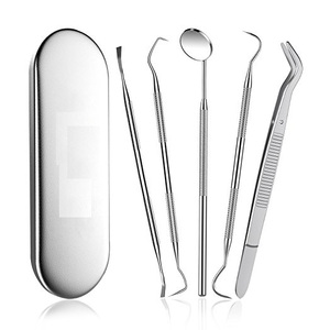 Juego de Exploración Dental de 4 Piezas, Kit de Diagnóstico Básico, Espejo, Explorador, Pinzas, Acero Inoxidable, Manual - Product Image 4