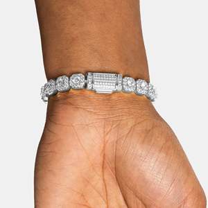 Luxury Princess Cut Diamond Tennis Bracelet 925 Sterling Silver Channel Setting Geometric Unisex Everyday Wear - Product Image 2