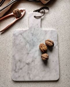 Ensemble de planches à découper en marbre avec couteau à manche en bois, forme rectangulaire, plateau de service pour charcuterie, passe au lave-vaisselle - Product Image 5