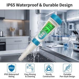 מד <span class=keywords><strong>pH</strong></span> דיגיטלי מקצועי למזון מוצק למחצה, בשר, גבינה ונוזלים, בודק דיוק לקוסמטיקה, מעבדה ואיכות מזון - Product Image 5