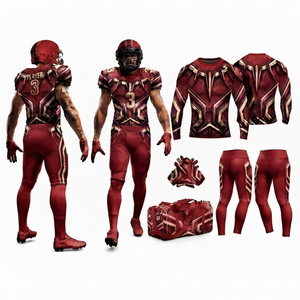 Conjunto de Uniforme de Fútbol Americano Sublimado Personalizado con Nombre de Equipo, Camiseta de Compresión de Secado Rápido, Pantalones, Guantes, Mochila, Uniforme Ajustado para Hombre - Product Image 4