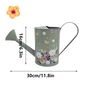 Regadera con estampado floral para el cuidado de plantas de interior y exterior, y jardín/balcón. Jarra de riego hecha a mano en India. - Product Image 2