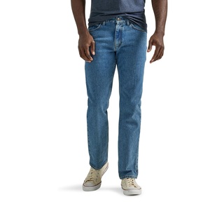 Pantalon en jean délavé léger, fournisseur OEM ODM, jean ample pour homme, pantalon en jean délavé léger à jambe large, vente en gros d'usine - Product Image 1