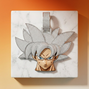 Pendentif Personnage Anime DragonBall Goku Givré Plaqué Or 10k 14KT 18KT Argent 925 Diamant Homme Hip Hop Certifié par un tiers - Product Image 2