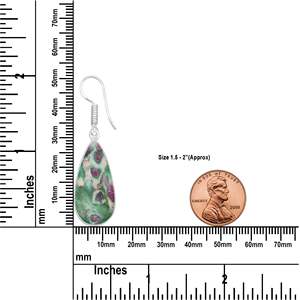 ต่างหูห้อยประดับเพชรพลอยรูบี้ฟูชไซต์ทำมือ งานฝีมือคุณภาพสูง ชุบเงินบนทองเหลือง สไตล์โบฮีเมียน เหมาะสำหรับงานแต่งงาน เป็นเครื่องประดับชั้นดีสำหรับเธอ - Product Image 2