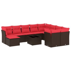 Juego de sofás de patio de ratán sintético marrón de 11 piezas con cojines, elegante colección de muebles para exteriores - Product Image 2