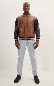 Chaqueta Varsity de poliéster recién llegada para hombre, con cierre de botones, bolsillos, estilo Letterman, universitaria, de béisbol, tipo bomber. - Product Image 6