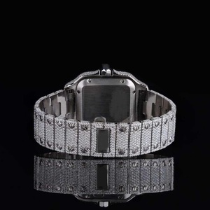 Montre de luxe Hip Hop en moissanite pour hommes, forme carrée, en acier inoxydable, personnalisée, entièrement sertie de pierres, édition limitée, analogique - Product Image 4
