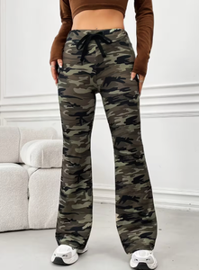 High Waist <b>Camouflage</b> Printed Women s Loose Fit Pants With Drawstring Closure And Pockets Casual Autumn Style Full Length - Product Image 5