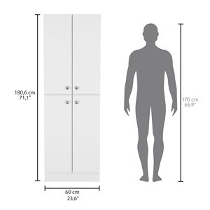 Lynch Armadio Indipendente da 180 cm per Sala da Pranzo e Soggiorno, Dispensa a 4 Ante con 5 Ripiani Regolabili - Product Image 4