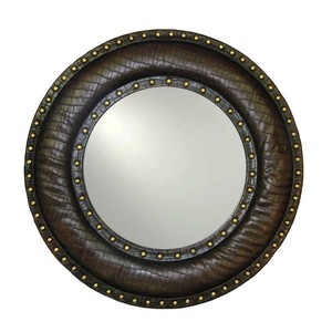 Black Faux Leather Wood-Look Contemporary Wall <b>Mirror</b> 36x24 Inch Eco-friendly MDF Decorative <b>Mirror</b> for Bedroom Living Room - Product Image 1