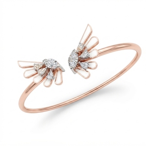 18K Rose Gold Wing <b>Cuff</b> <b>Bracelet</b> 0.548 CT Pear & Round Lab Grown Diamond 10.62g Solid Gold Women's Party Gift Statement Jewelry - Product Image 2