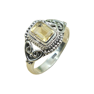 Bague en argent sterling 925 avec pierre précieuse citrine naturelle, faite à la main, style vintage bohème, bague statement, coupe coussin, bijoux en cristal jaune pour femme - Product Image 1