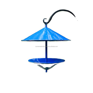 Alimentador de pájaros con recubrimiento de polvo azul de Metal con forma de paraguas único Venta caliente de alta calidad Ideal para comedero de pájaros de jardín y balcón - Product Image 1