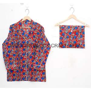 Conjuntos de pijama de algodón puro con cuello en V para mujer, hechos a mano, suaves y cómodos, de calidad de exportación, tendencia 2024, venta al por mayor. - Product Image 3