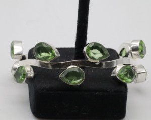 Bracelets manchette en zircon avec argent allemand, bracelet manchette ouvert réglable, bijoux en zircon étincelant pour femme - Product Image 1