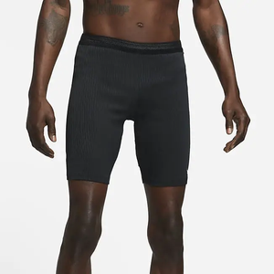 Shorts décontractés pour hommes, noirs unis, taille mi-haute élastique, en tricot polyester/coton, avec cordon de serrage, écologiques, séchage rapide - Product Image 2