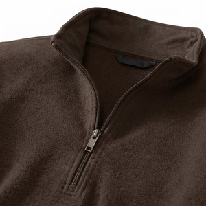 Sweat-shirt polaire marron pour homme, personnalisé, en gros, avec fermeture éclair quart de tour, en molleton épais - Product Image 6