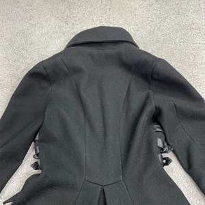 Gothic Goth Coat Womens XS Black Long Winter Coat Full Zip Decorative Buckles <b>Extended</b> High-Low Back Hot Sell - Product Image 6