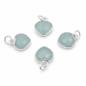 Wholesale <b>Silver</b> Plated Heart Shape Trendy Unisex Faceted Gemstone Charm Pendant for Necklace <b>Bracelet</b> Jewelry Making DIY OEM - Product Image 1