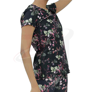 Camiseta de Manga Corta con Estampado Floral para Mujer, Corte Regular, Cuello Redondo, Ropa Casual, 100% Poliéster, Transpirable, Primavera Verano, Tejido de Punto - Product Image 4