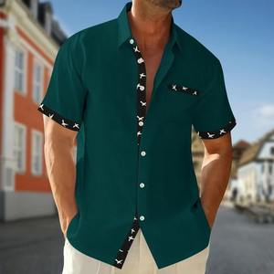 Chemise décontractée pour homme en coton imprimé de haute qualité, coupe ajustée, simple boutonnage, manches courtes pour l'été - Product Image 4