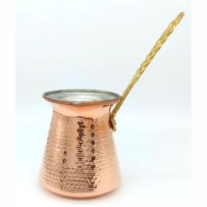 Cafetera Turca Clásica de Cobre Grabada a Mano/Ibrik con Mango de Madera, Cezve Premium, Calentador y Preparador de Café Turco de Cobre Sólido Grabado - Product Image 3